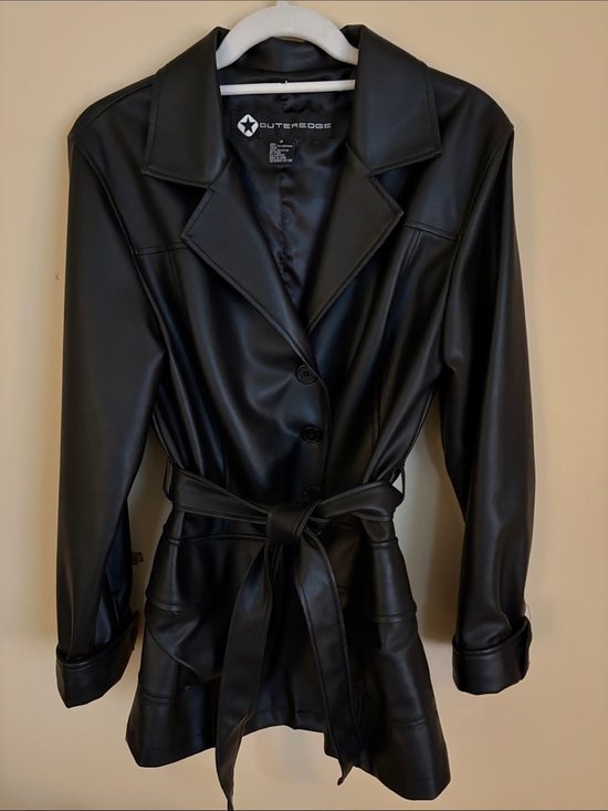Outer Edge Jackets & Blazers - Black Leather belted blazer